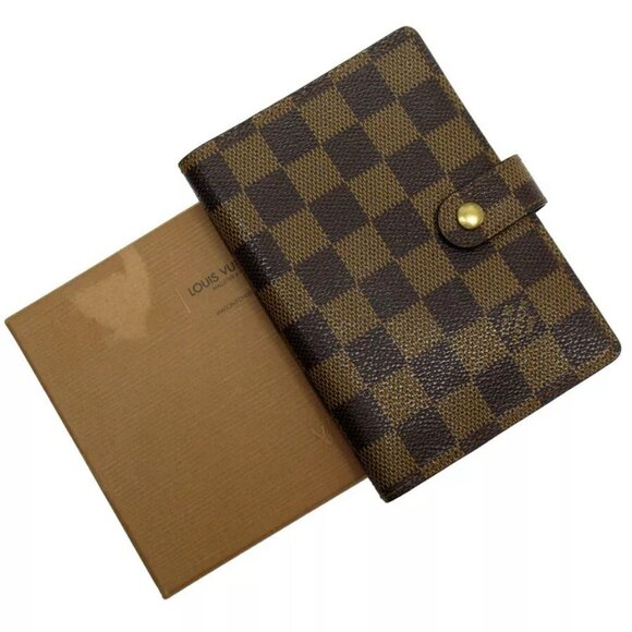 Auth LOUIS VUITTON Agenda PMAgenda/Note Cover Ebene Damier canvas - Picture 1 of 12